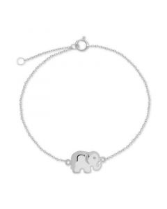 Polished Elephant Charm Ankle Bracelet in Sterling Silver