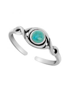 Sterling Silver Antique Turquoise Adjustable Toe Ring