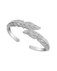 Sterling Silver Feather Bypass Adjustable Toe Ring