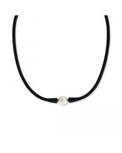 EFFY® Cultured Freshwater Pearl (11mm) Black Silicone 14" Choker Necklace (Also available in Light Blue, Turquoise or Pink)