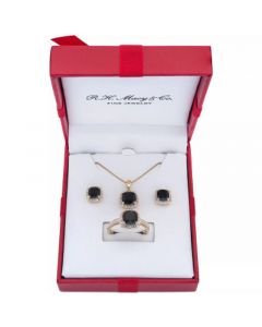 3-Pc. Set Onyx & Diamond Accent Pendant Necklace, Ring and Stud Earrings in 14k Gold-Plated Sterling Silver (Also Available in Sterling Silver)