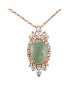 Peacock Aquaprase (14 x 10mm) & Vanilla Topaz (1 ct. t.w.) 18" Pendant Necklace in 14k Rose Gold