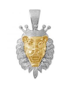 Diamond Lion Two-Tone Pendant (1 ct. t.w.) in Sterling Silver & 14k Gold-Plate