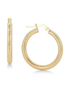 Textured Tube Hoop Earrings in 14k Gold