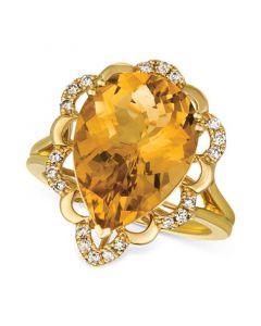 Cinnamon Citrine (6-1/4 ct. t.w.) & Nude Diamonds (1/5 ct. t.w.) Statement Ring in 14k Gold