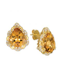 Cinnamon Citrine (6 ct. t.w.) & Nude Diamonds (1/4 ct. t.w.) Stud Earrings in 14k Gold