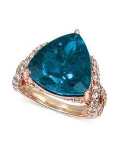 Deep Sea Blue Topaz (9 ct. t.w.) & Nude Diamonds (1-3/4 ct. t.w.) Ring in 14k Rose Gold