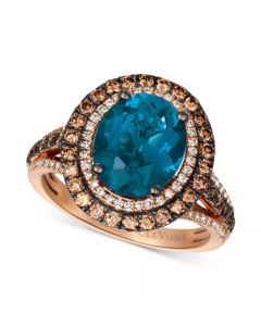 Deep Sea Blue Topaz (4 ct. t.w.) & Diamond (7/8 ct.t.w.) Statement Ring in 14k Rose Gold (Also in Opal, Citrine, Amethyst, Garnet & Mint Julep Quartz)