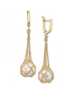 EFFY® Cultured Freshwater Pearl (10mm) Drop Earrings in 18k Gold Over Sterling Silver