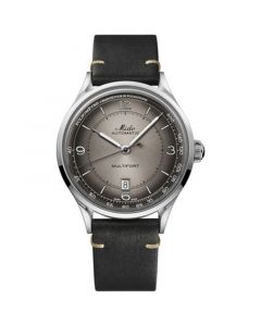 Men's Swiss Automatic Multifort Patrimony Pulsometer Black Leather Strap Watch 40mm