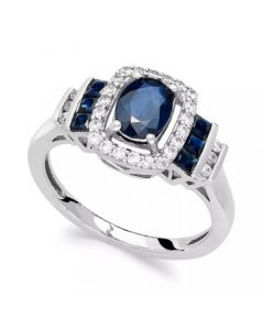 Sapphire (1 ct. t.w.) and Diamond (1/5 ct. t.w.) Ring in 14k Gold (Also available in Emerald and Ruby)