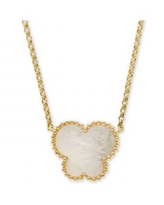 EFFY® Mother-of-Pearl Butterfly 18" Pendant Necklace in 14k Yellow Gold