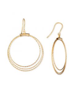 Textured Multi-Circle Drop Earrings in 14k Gold-Plated Sterling Silver