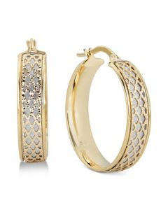 Lattice-Design Hoop Earrings in 14k White Gold and 14k Gold