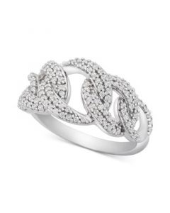 Diamond Interlocking Link Statement Ring (1/2 ct. t.w.) in Sterling Silver