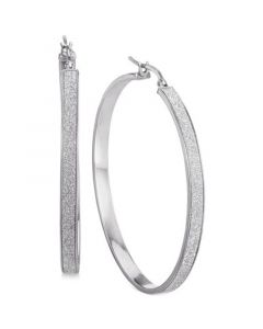 Glitter Hoop Earrings in Sterling Silver