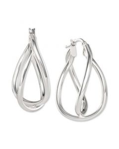 Twisted Double Hoop Earrings in Sterling Silver