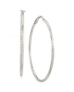 Textured Omega Hoop Earrings in Sterling Silver