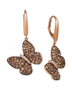 Diamond Butterfly Drop Earrings (1-7/8 ct. t.w.) in 14k Rose Gold