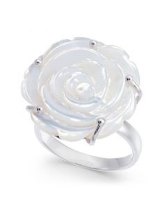 Mother of Pearl Rose Statement Ring in Sterling Silver