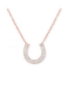 Diamond Horseshoe 18" Pendant Necklace (1/10 ct. t.w.) in 14k Rose Gold-Plated Sterling Silver