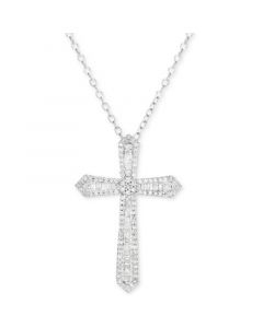 Diamond Cross 18" Pendant Necklace (1/2 ct. t.w.) in Sterling Silver