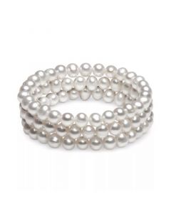 3-Pc. Set White Cultured Freshwater Pearl (6-1/2 mm) Stretch Bracelets (Also in White/Gray/Peacock & White/Pink Gray)