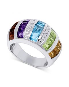 Multi-Gemstone (4-3/4 ct. t.w.) & Diamond Accent Statement Ring in Sterling Silver