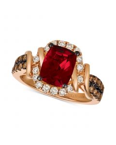 Chocolate & Nude™ Raspberry Rhodolite® (1-9/10 ct. t.w.) & Diamond (5/8 ct. t.w.) Ring in 14k Rose Gold