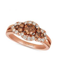 Chocolate Diamonds® (5/8 ct. t.w.) & Nude Diamonds™ (3/8 ct. t.w) Statement Ring in 14k Rose Gold