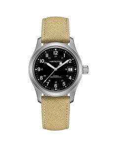 Unisex Swiss Mechanical Khaki Field Khaki Canvas Strap Watch 38mm