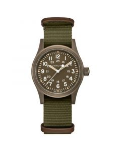 Men's Swiss Mechanical Khaki Field Green Fabric Strap Watch 38mm