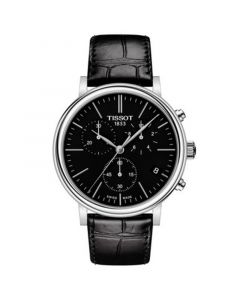 Men's Swiss Chronograph Carson Premium Black Leather Strap Watch 41mm