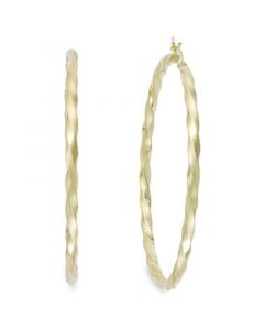 Twist Hoop Earrings in 14k Gold Plated Sterling Silver or Sterling Silver (60mm)