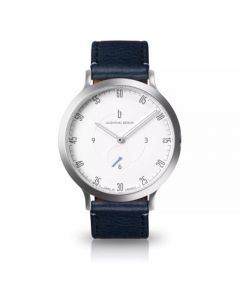 L1 Standard White Dial Silver Case Leather Watch 42mm