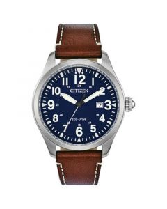 Eco-Drive Men's Chandler Brown Leather Strap Watch 42mm