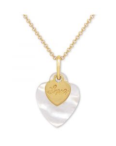 Mother-of-Pearl "Love" Double Heart 18" Pendant Necklace in 14k Gold-Plated Sterling Silver