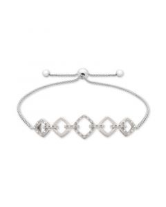 Diamond Chain Link Bolo Bracelet (1/10 ct. t.w.) in Sterling Silver