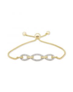 Diamond Chain Link Bolo Bracelet (1/10 ct. t.w.) in 14k Gold-Plated Sterling Silver