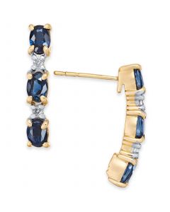 Sapphire (1-3/4 ct. t.w.) & Diamond (1/20 ct. t.w.) Curved Drop Earrings in 14k Gold