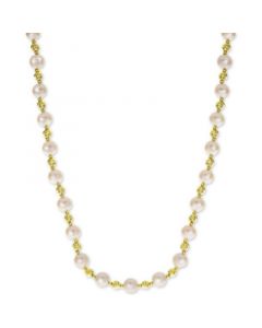 Cultured Freshwater Pearl (8mm) & Bead 18" Collar Necklace in 14k Gold-Plated Sterling Silver