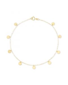 Polished Disc Dangle Ankle Bracelet in 14k Gold