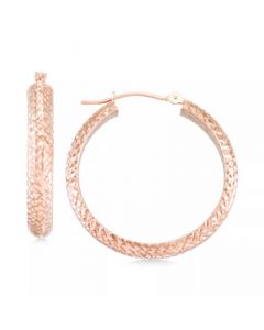 Textured Hoop Earrings in 10k Yellow Gold, Rose Gold or White Gold