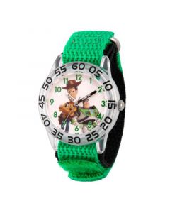 Boy's Disney Toy Story 4 Woody, Buzz Lighter Green Plastic Time Teacher Strap Watch 32mm