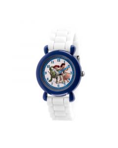 Boy's Disney Toy Story 4 Woody, Buzz, Jessie, Rex, Hamm White Plastic Time Teacher Strap Watch 32mm