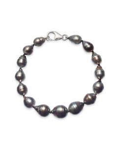 Cultured Baroque Black Tahitian Pearl (8 - 11mm) Graduated Bracelet