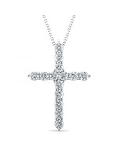 Diamond 18" Cross Pendant Necklace (2 ct. t.w.) in 14k White Gold